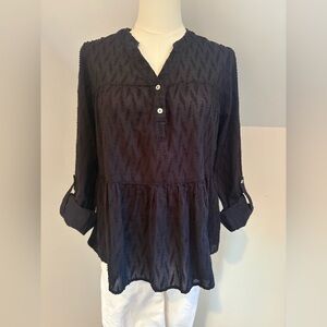 Anthropologie(Dolan) textured front & knit back roll sleeve top